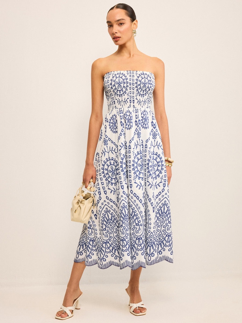 COMMENSE Boho Strapless Dress